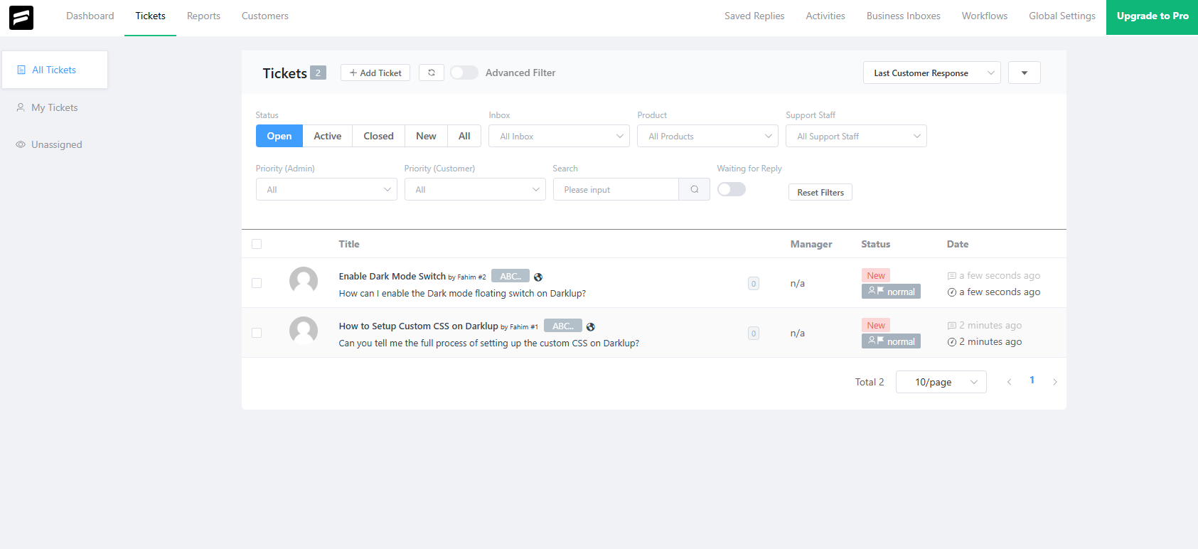wordpress support plugin