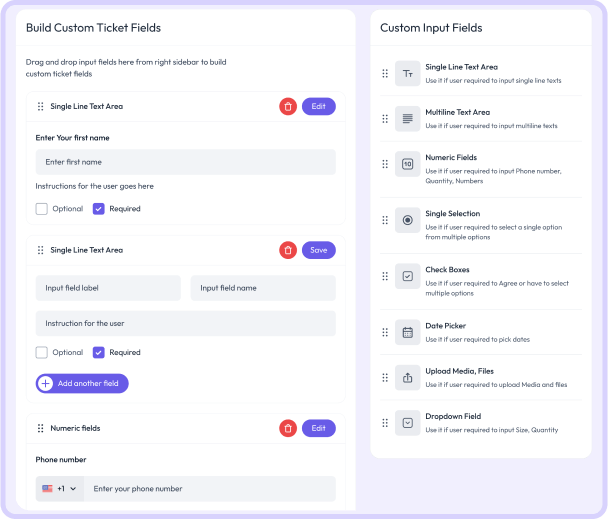 build custom ticket